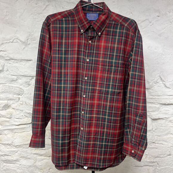Vintage Pendleton Red Green Authentic Mac Dougall Tartan Plaid Shirt Made in USA - Picture 1 of 8